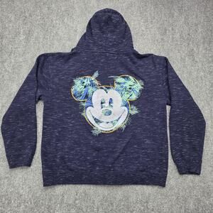 Disneyland Mickey Mouse Hoodie Womens Medium Navy Zip Graphic Sweatshirt